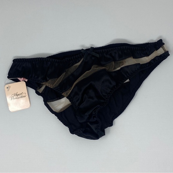 NWT Agent Provocateur Evalyne Black Nude Silk Brief AP4 Large - Picture 9 of 12